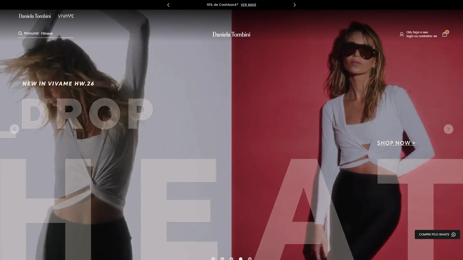 Home Home da Daniela Tombini, com hero em vídeo e categorias em destaque