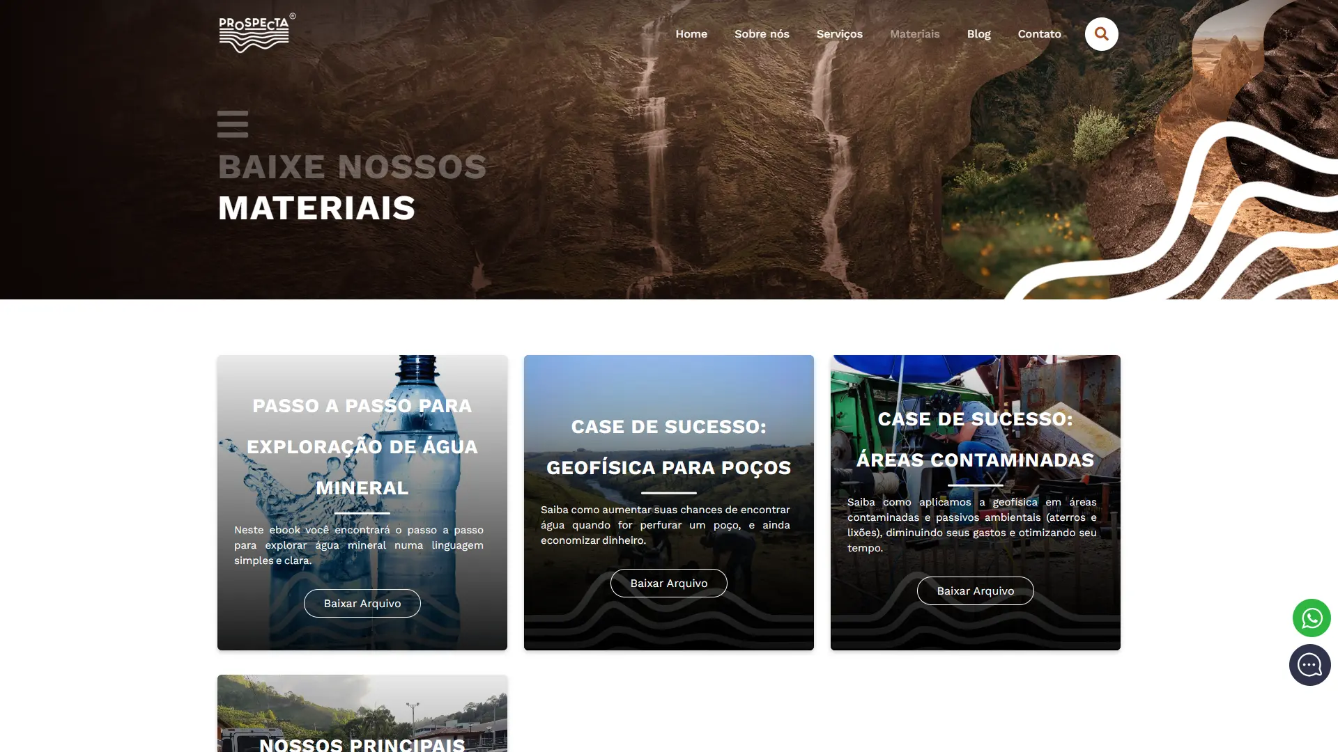 Grid de materiais para download — ebooks e cases de sucesso